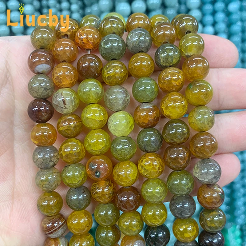 Non-metallic Natural Stone yellow Tourmaline agate Dragon pattern Beads For Jewelry Making DIY Bracelets 15\