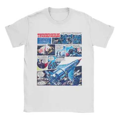 Thunderbird Distressed Comic Book Page T-Shirts for Men Cartoon Cotton Tee Shirt Crewneck Short Sleeve T Shirt Printed Clothes