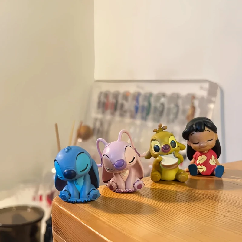 

4pcs Lilo Stitch Angel‌ Action Figure Toys Ute Reuben Stitch Anime Figure Collectible Model Desktop Ornament Surprise Gifts