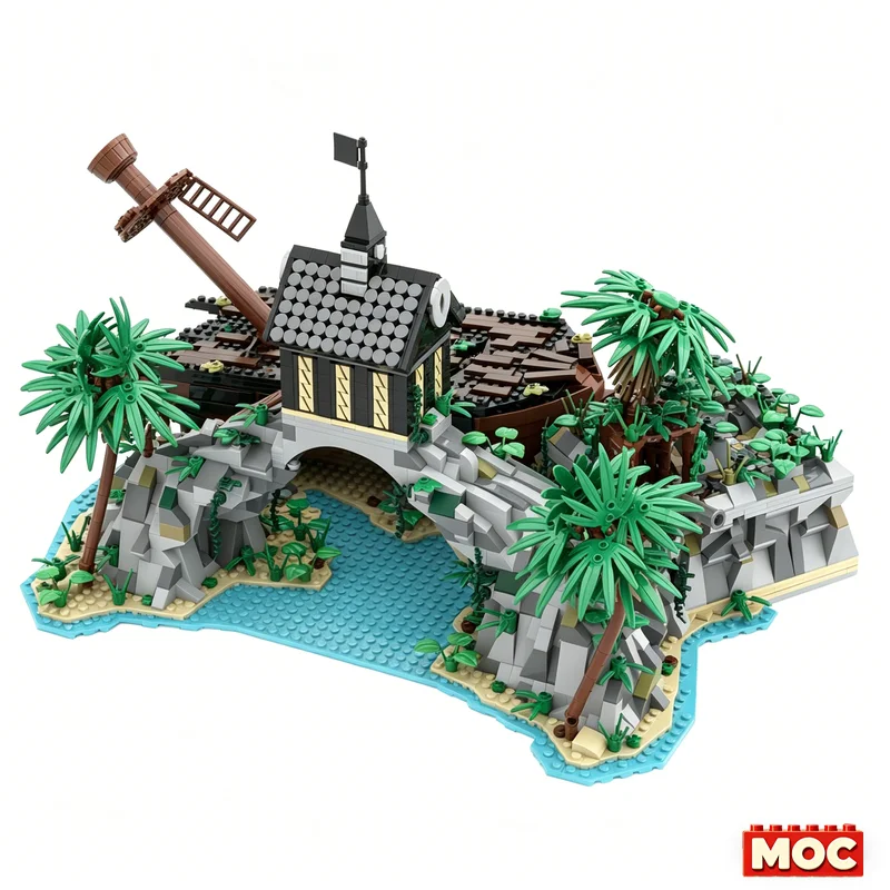 2775Pcs Dominica Pirate Beach Custom Building Blocks Island Adventure Scene Model Educational Assembly Toy Collectors Xmas Gift