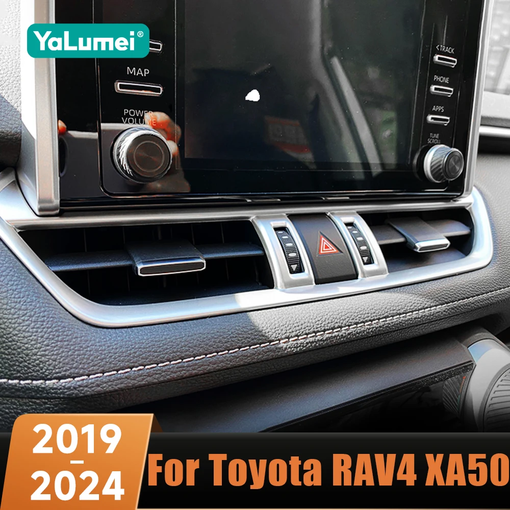 لوحة سيارة الأوسط تكييف الهواء التيار المتناوب تنفيس المخرج غطاء الكسوة ABS لتويوتا RAV4 XA50 2019 2020 2021 2022 2023 2024 الهجين
