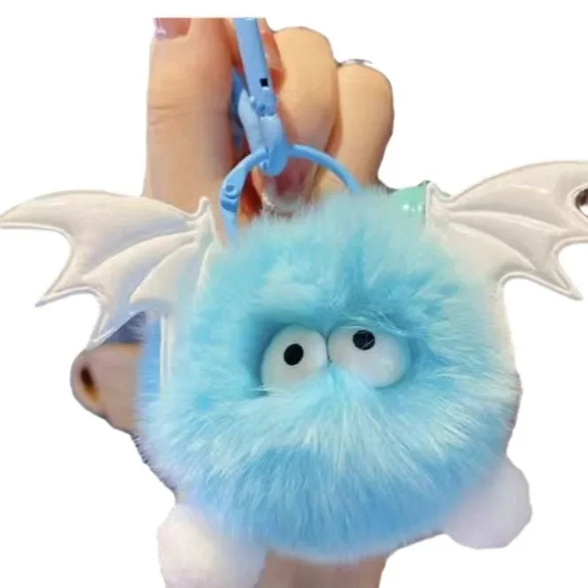 Dopamine Bag decoration Cute Cartoon Little Devil Plush Rabbit Fur Pendant Plush Korean Version Keychain Bag Ornament