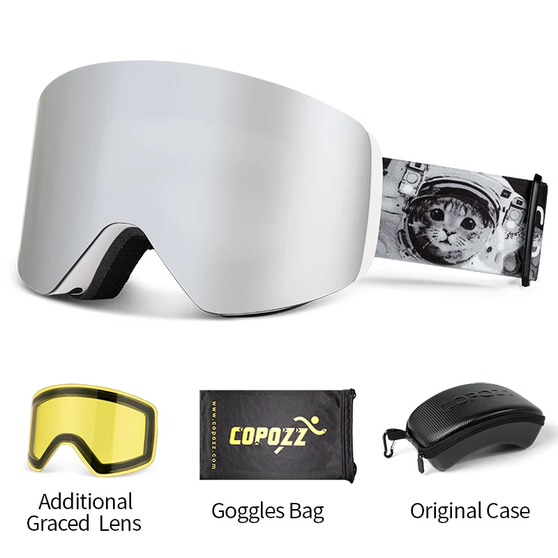 COPOZZ Winter Professional Men Women Ski Goggles Set Magnetic Quick-Change Double Layers Anti-Fog Snowboard Goggles Adults