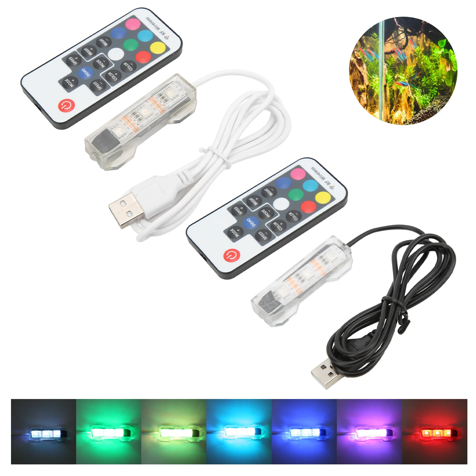 LED Fish Tank Light Easy To Use Split Type Colorful USB Charging Underwater Light for Small Fish Tank for Medium Fish Tanks