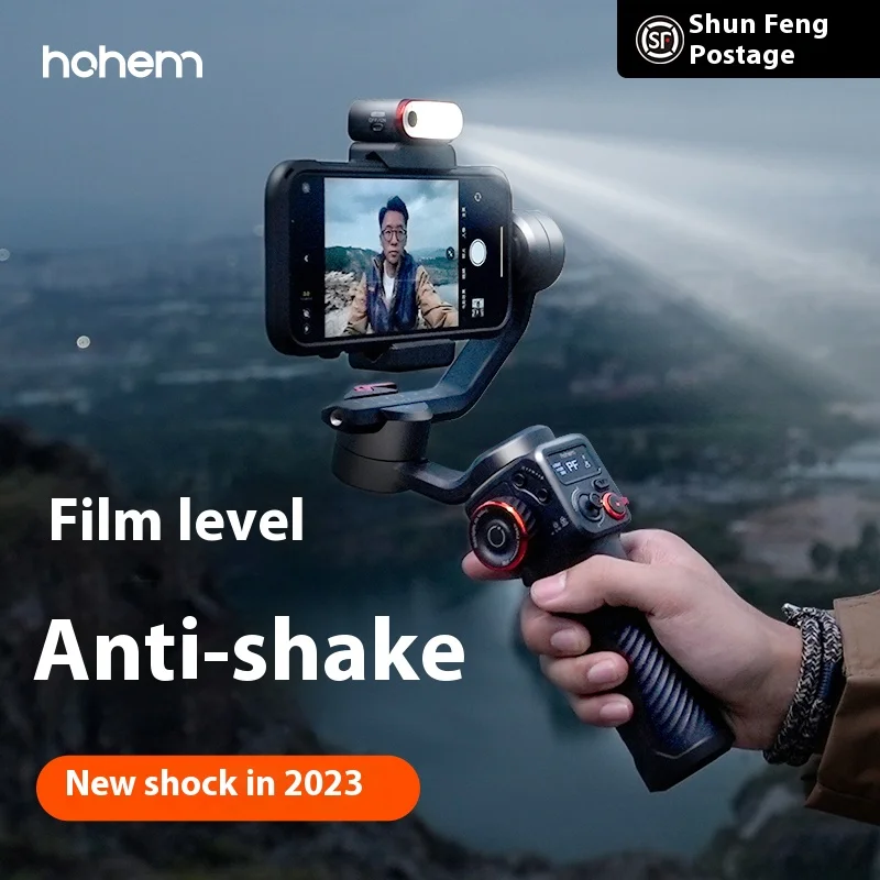 Hohem-iSteady M6 Kit Gimbal for Smartphone, 3-Axis Gimbal, AI Tracker, Fill Light, for iPhone 16 Pro Max and Android Stabilizer