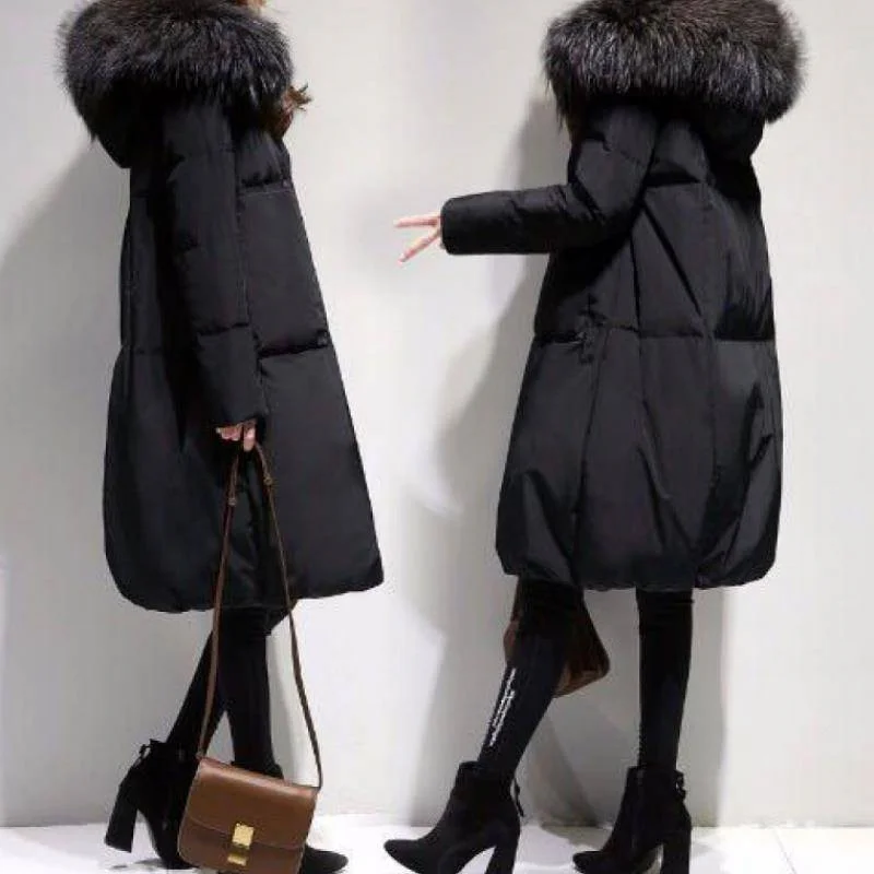 Fashion Female 2022 Winter Coat Cotton-Padded Coat Women Mid-Leng Korean Style Loose Thickened Cotton-Padded Jacket Stitching