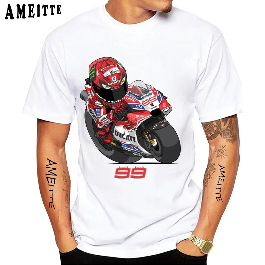 Engraçado JORGE LORENZO 99 Corrida de Motocicleta Vestuário T-Shirt Novos Homens Manga Curta GS Arte Tshirts Menino Casual t-shirt Hip Hop Tees