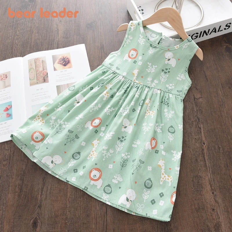 Bear Leader-vestido de princesa sin mangas para niñas, ropa informal con estampado de flores, de algodón, de 2 a 7 años