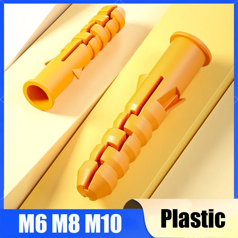 M6 M8 M10 Yellow Plastic Expansion Pipe Column Concrete Wall Plug Frame Fixing Tube Anchors For To The Fixed On Drywall