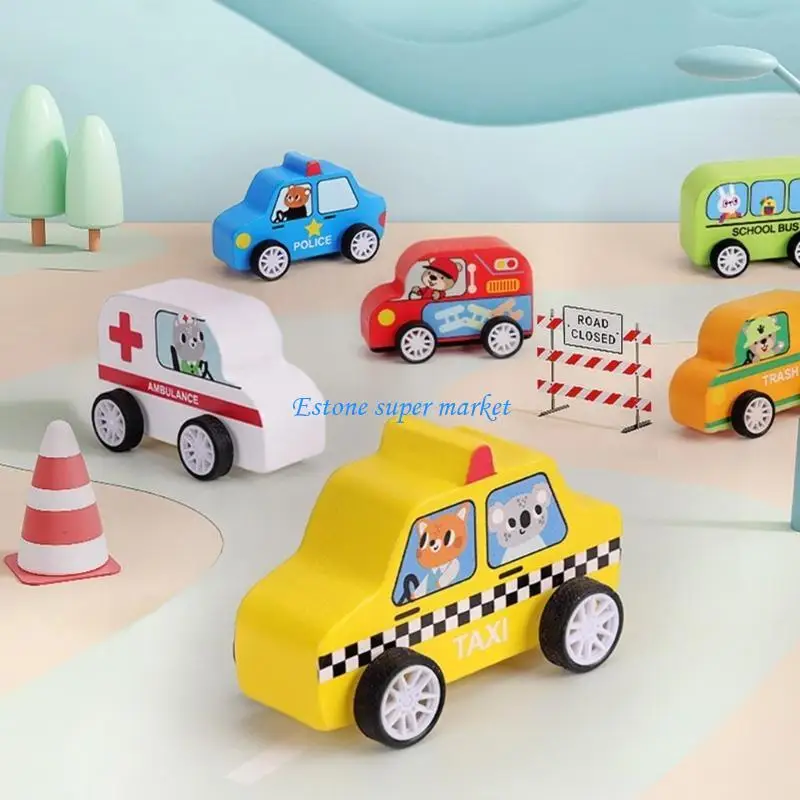 090B Ambulanza Veicolo Tirare Indietro Auto Giocattolo per Apprendimento Precoce Modello Veicolo per Ragazzi