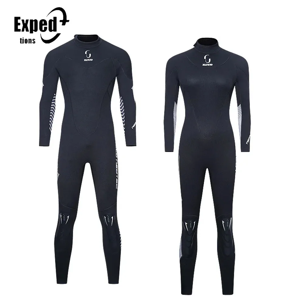 ZCCO 3mm Full Body Neoprene Diving Back Zip Wetsuit Long Sleeves Thermal Swimsuit Surfing Swimming Snorkeling Kayaking Sport