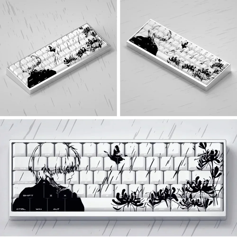 GEFENSI 140 Key Tokyo Side Engraved Light Transmission Key Cap PBT Cherry Profile For Cherry MX 61 68 104 Mechanical Keyboard