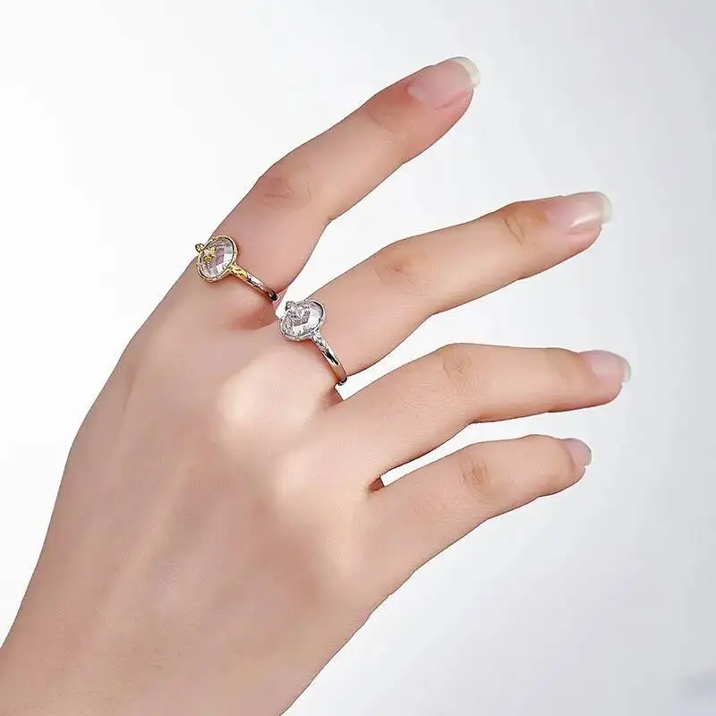 GEEZENCA Natural White Crystal 925 Sterling Silver Resizable Dainty Ring For Women Clearance Limited Stock First Come First Get