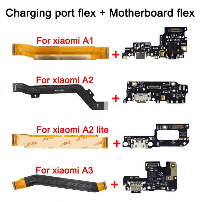 

USB dock charging connector flex main motherboard flex for Xiaomi A1 A2 A2 Lite A3 charger with mic for Xiaom A3 LCD cable