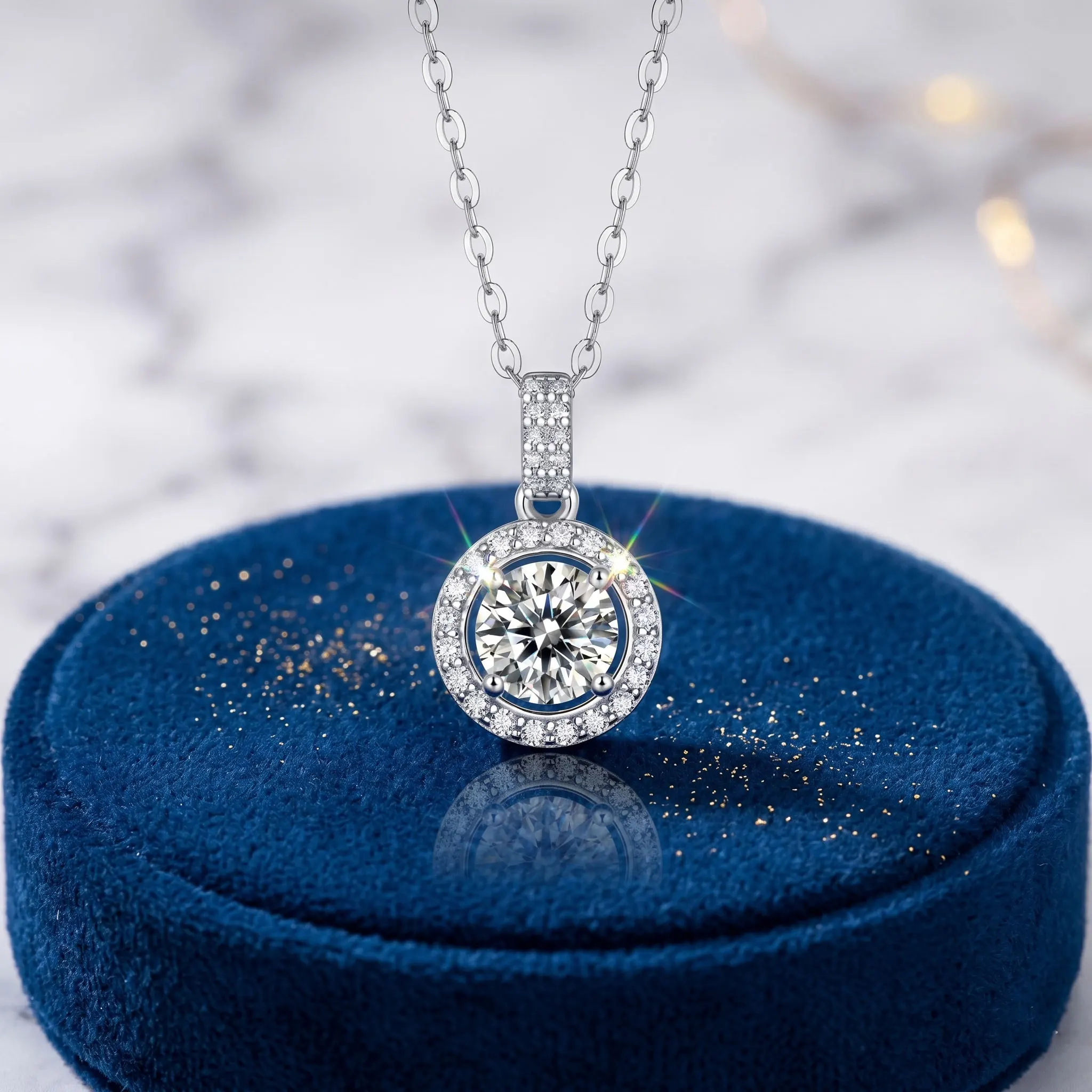 

Серебряное колье S925 с подвеской-хало из муассанита 3 карата, VVS1 чистота, сверкающий круглый бриллиант, изысканные ювелирные украшения для женщин на свадьбу и годовщину