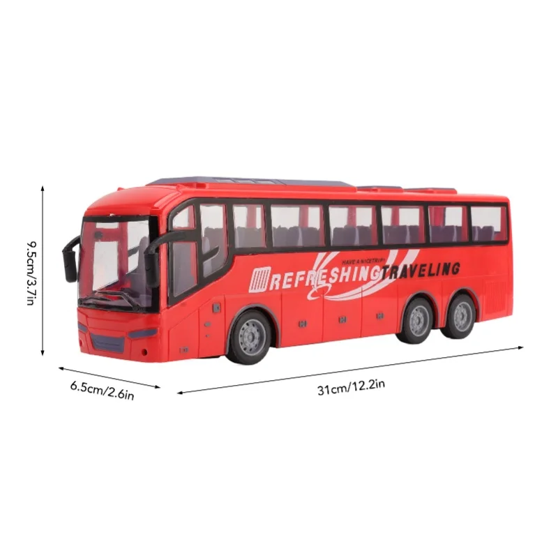 1/30 modelo de ônibus de controle remoto simulação elétrica sem fio grande brinquedo de ônibus RC com controle remoto viagem vermelha