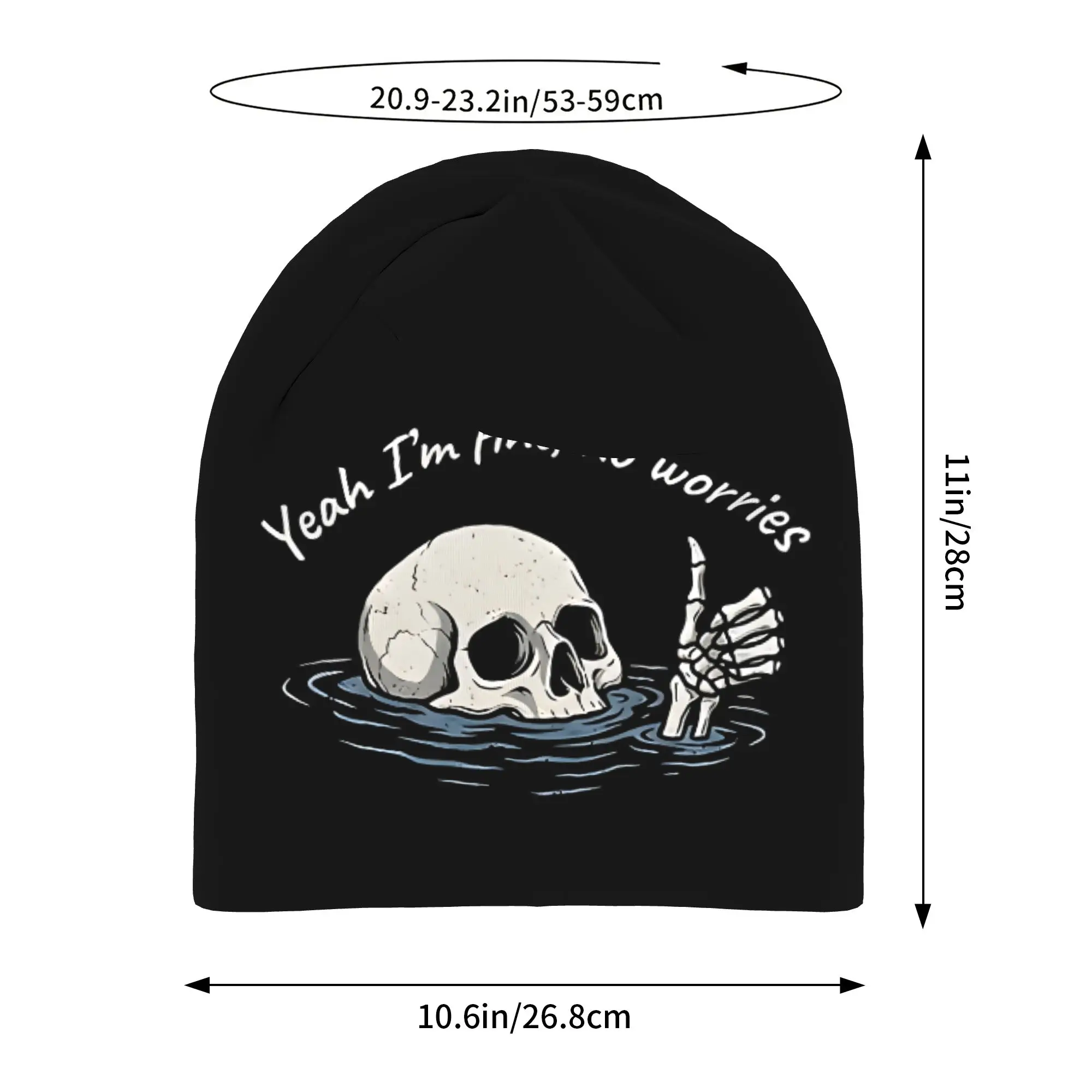 Autumn Styles Bonnet  Men Women's Thin Hat Yeah I'm Fine No Worries Skeleton Meme Summer Cap Design Skullies Beanies Caps