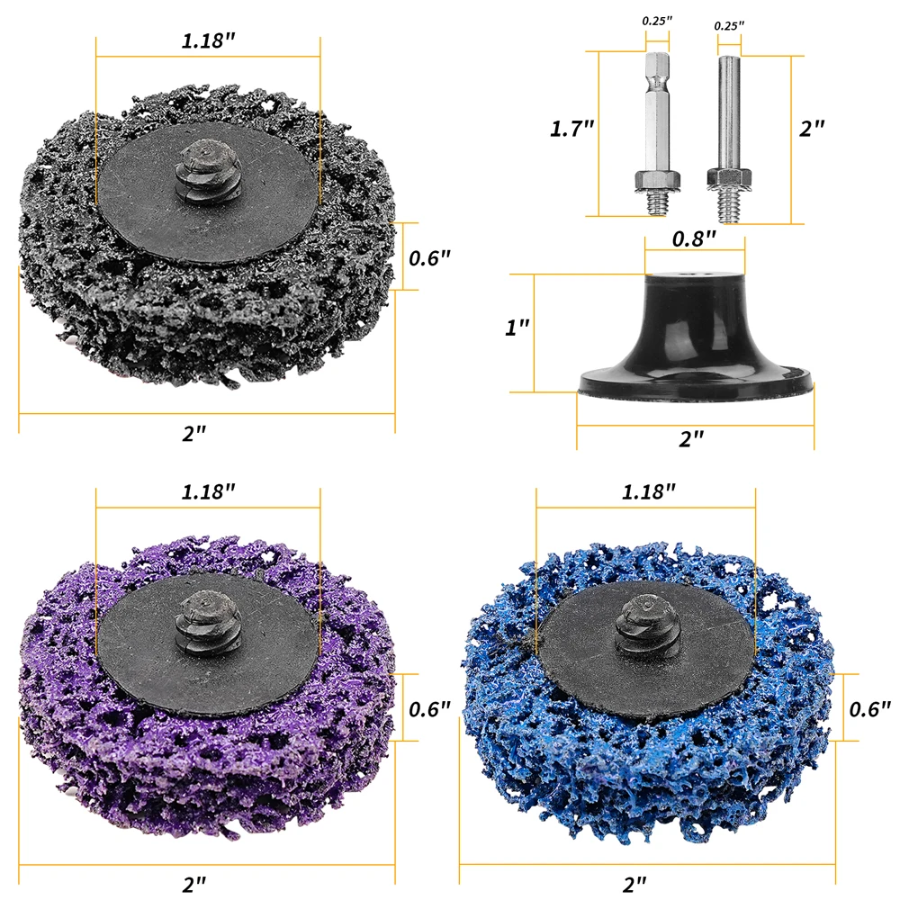 2 Inch 3 Colors Quick Change Polishing Stripping Discs Abrasive Wheel with 1/4