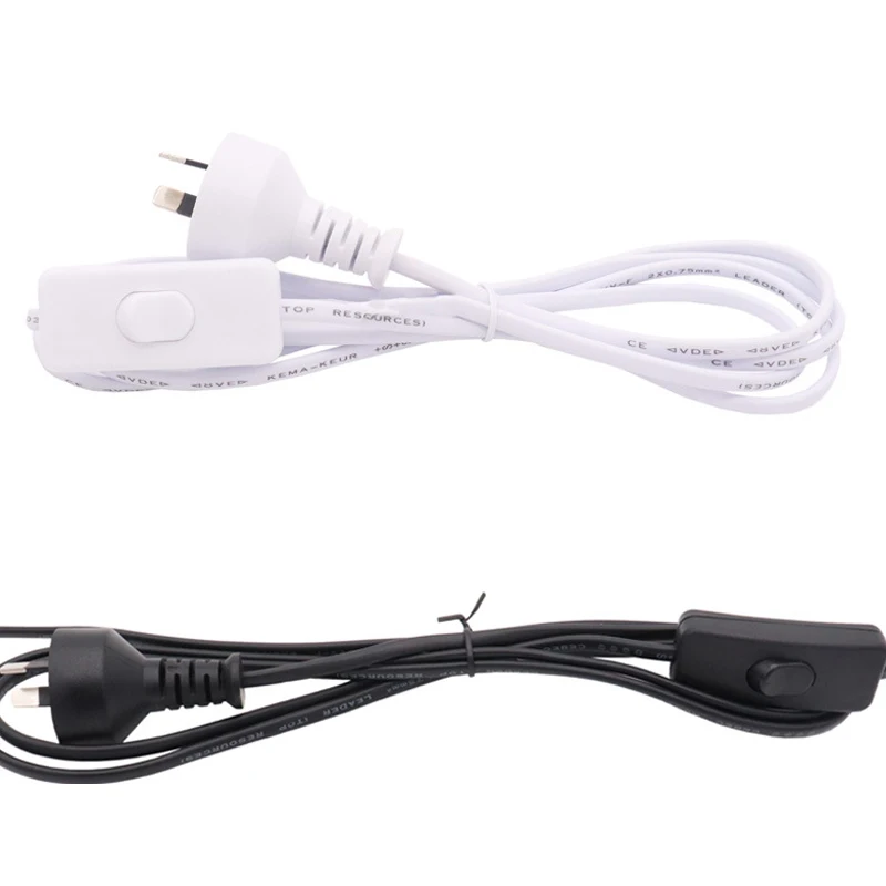 Black White EU AU UK US Online 303 Switch Extension Power Cord 1.8m Cable LED Strip Light Electrical Cable 2c*0.75mm 250V Copper image 4