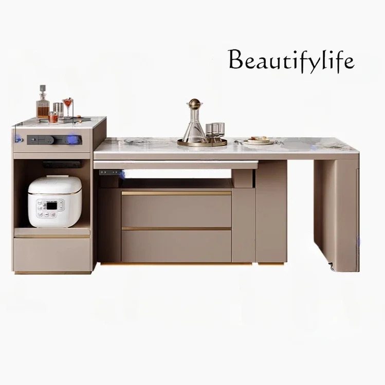 

Island cabinet alone multi-functional wall small household kitchen restaurant lifting retractable dining table island table