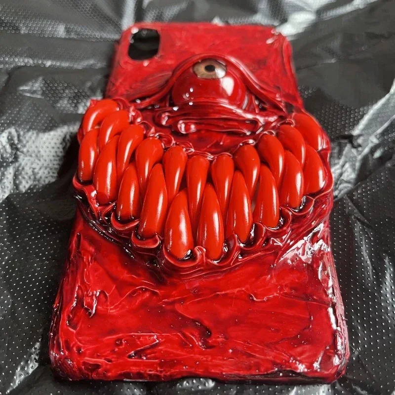 4034 Original Handmade Stereo 3D Teeth Red Cthulhu Eyes Horror Gothic Punk Dark Cthulhu Halloween Gift Customized Phone Case