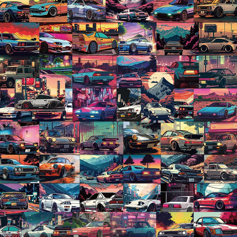 

10/30/50pcs Vintage JDM Retrofit Racing Car Graffiti Stickers Decals Skateboard Laptop Phone Car Cool Waterproof Sticker Toys