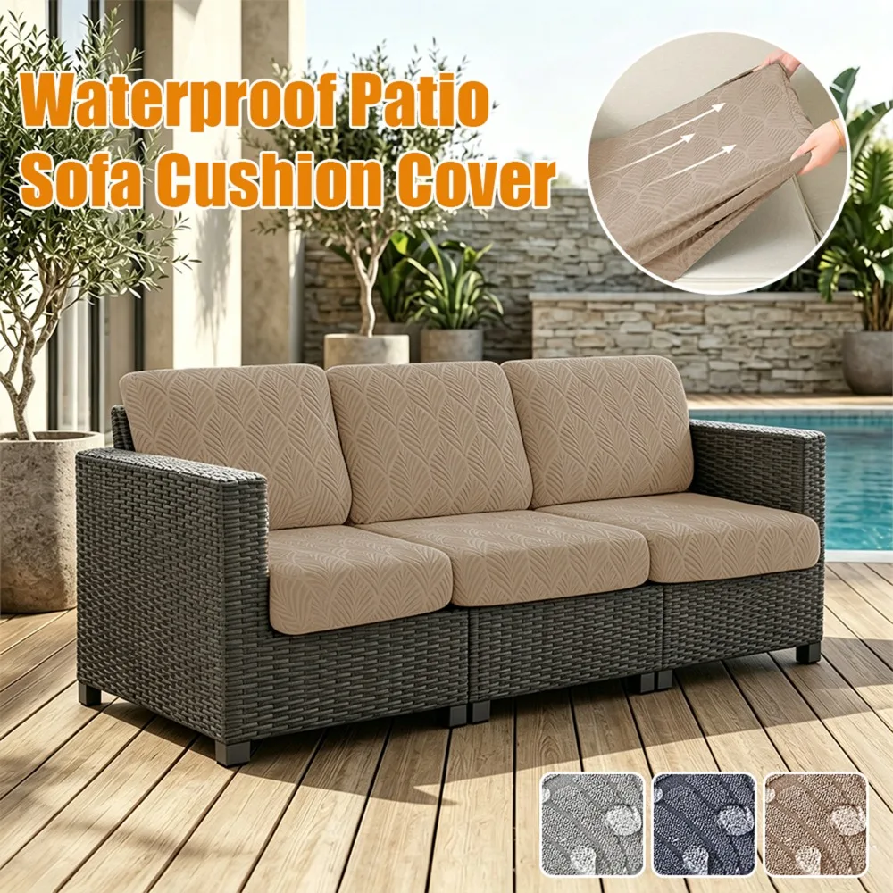 1pc Waterproof Leaf Pattern Jacquard Sofa Cover Thick Universal Sofa Seat Cover Patio Garden Sofa Seat Protector Living Outdoor