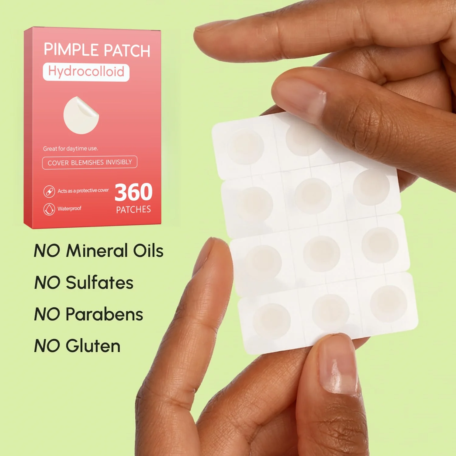 Hydrokolloid-Akne-Pflaster, Hydrokolloid-Fleckensticker, Abdeckung für Pickel und Hautunreinheiten, Nacht-Fleckensticker für Gesicht und Haut – Detail 4