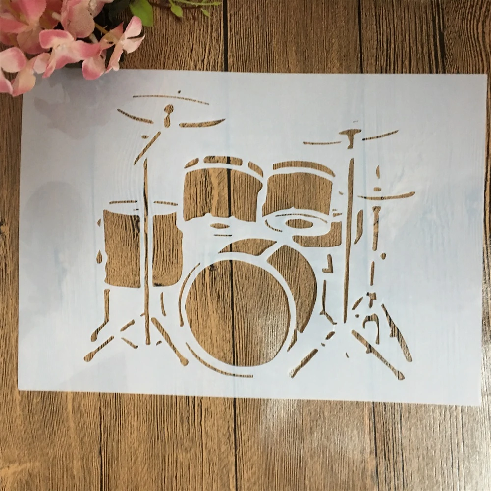 A4 29cm Musical Instrument Drum DIY Layering Stencils Wall Painting Scrapbook Coloring Embossing Album Decorative Template