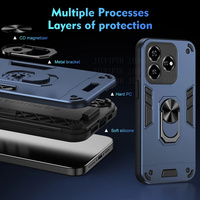 Case For ZTE Axon 60 Lite E Blade V60 Car Magnetic Finger Ring Holder Stand Hard Armor Shockproof Phone Cover A54 A34 A52 Shell