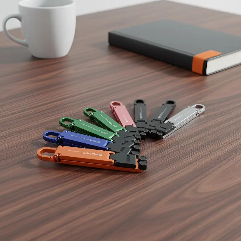 Multi‑Angle Adjustable Mini Foldable Keychain Phone Stand Lightweight Hands‑Free Cell Phone Holder For Travel Desk Gadget Supply