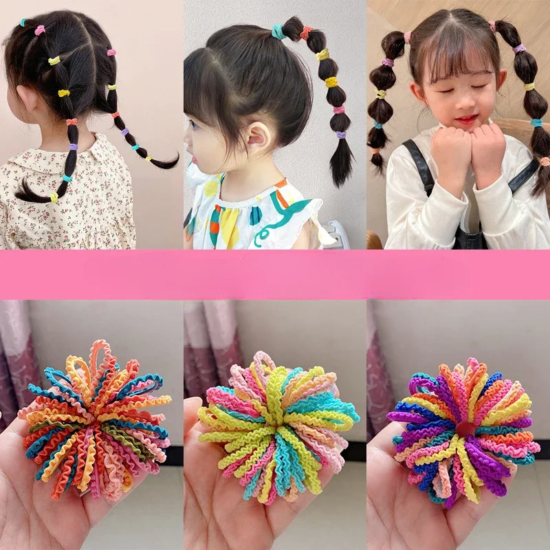 50/100pcs Cute Girl Hair Ties Elastic Hair Bands Candy Color Rubber Bands for Kids