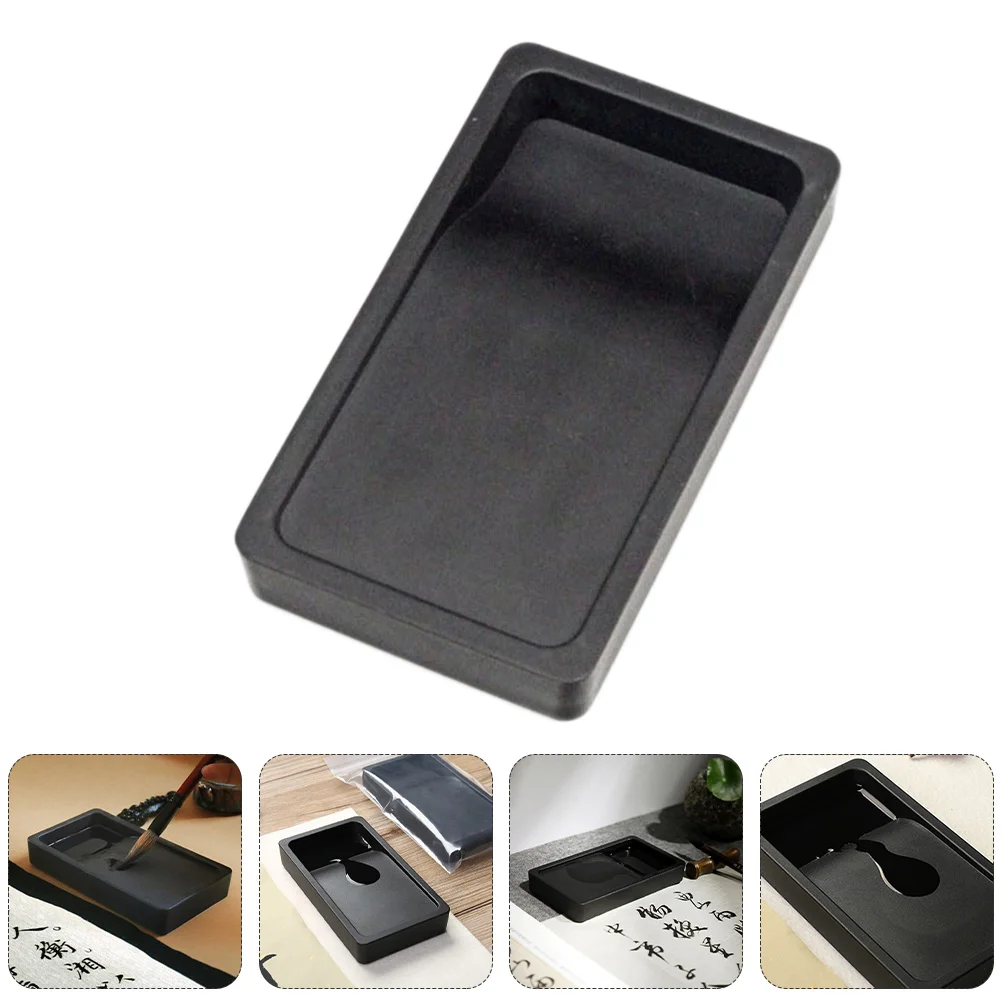 Inkstone Convenient Practical with Cover Painting Calligraphy Inkslab Accessory Plastic Two-sided Drawing