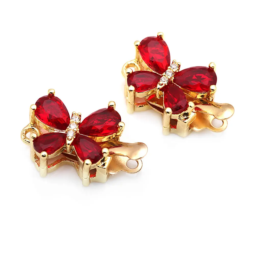 4 set 18K warna emas kuningan dan zirkon kupu-kupu 1 garis dan 2 garis kalung menghubungkan gesper Diy membuat Perhiasan Aksesoris