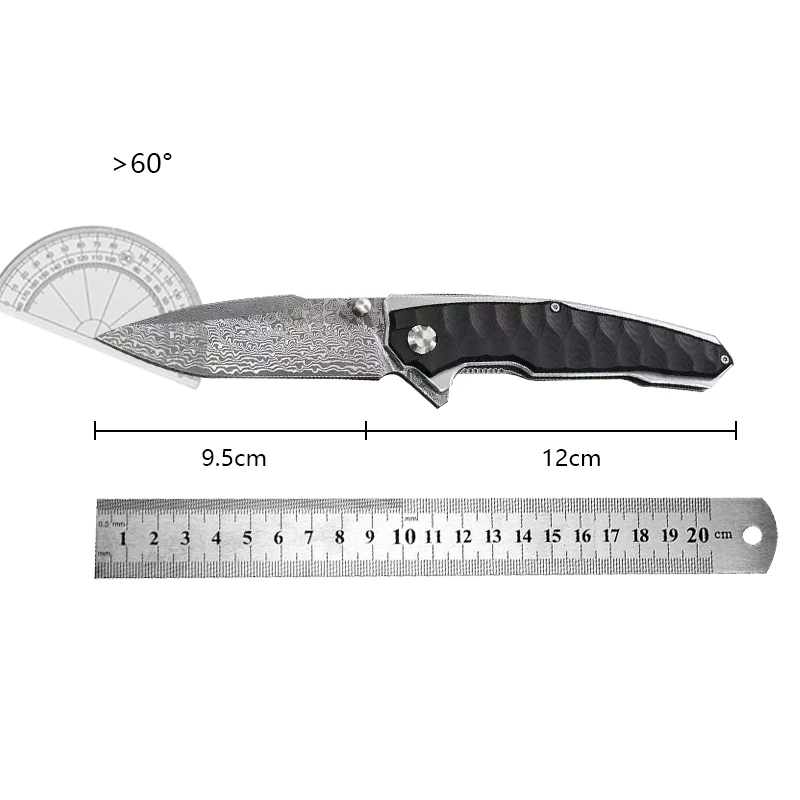 Python Folding Knife Damascus Folding Knife Outdoor Carrying Portable Survival Camping Defense Knife Home Use Fruit knife