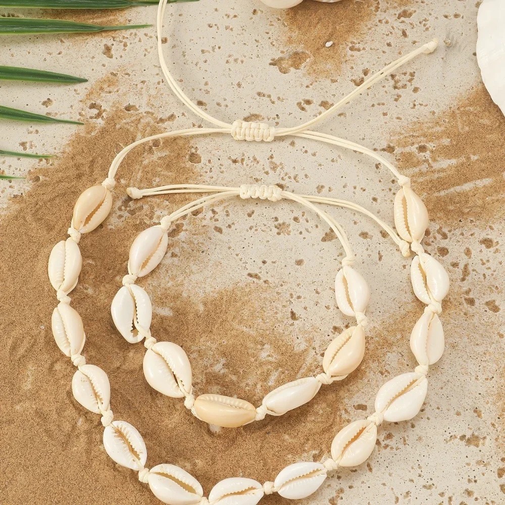Pulsera de concha de mar hawaiana bohemia, Collar de joyería, Collar de cadena de cuerda bohemia, Collar de océano de verano para mujer, regalo