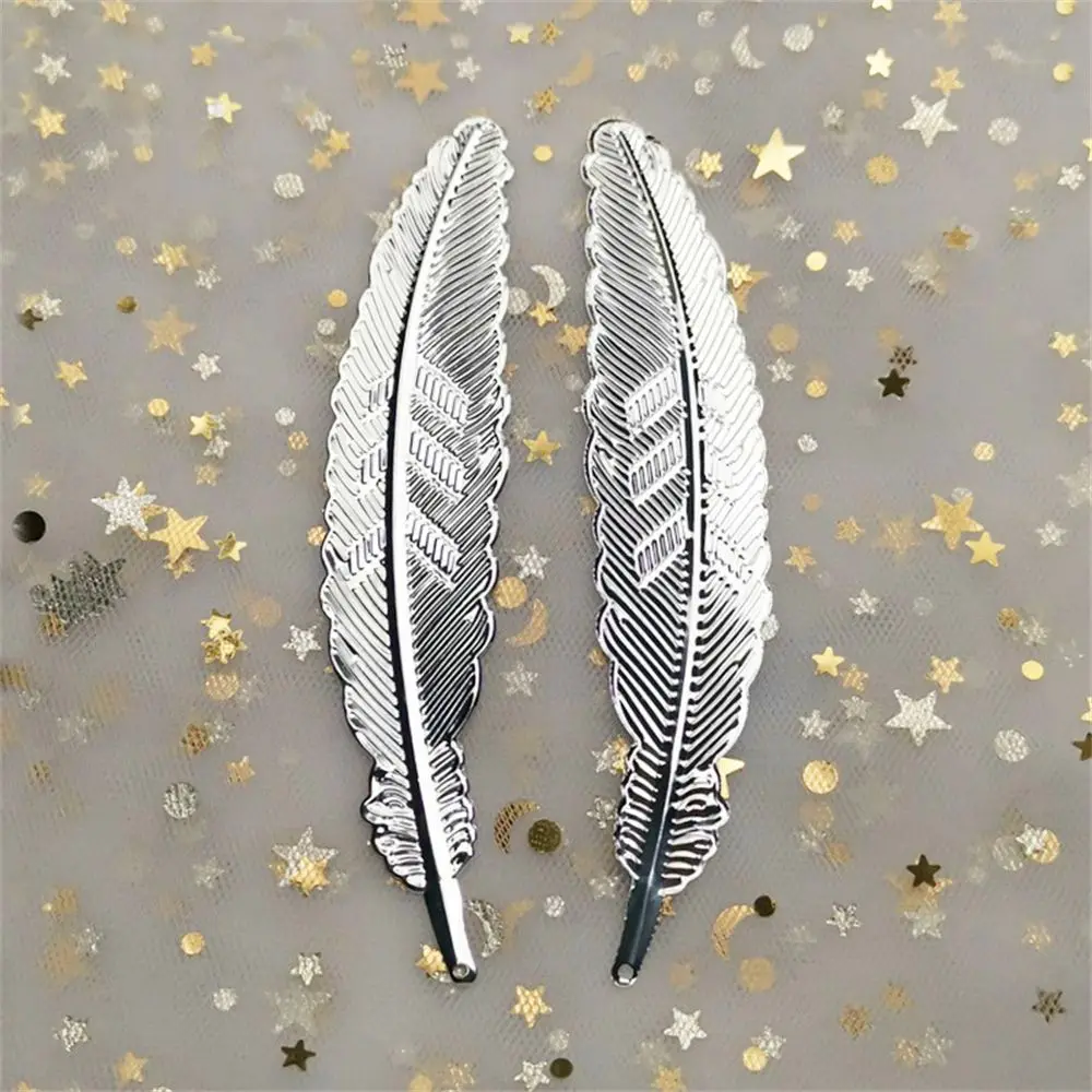 1pc Retro Gold Silver Plated Leaf shape Bookmark Students Stationery Metal Feather Book darts