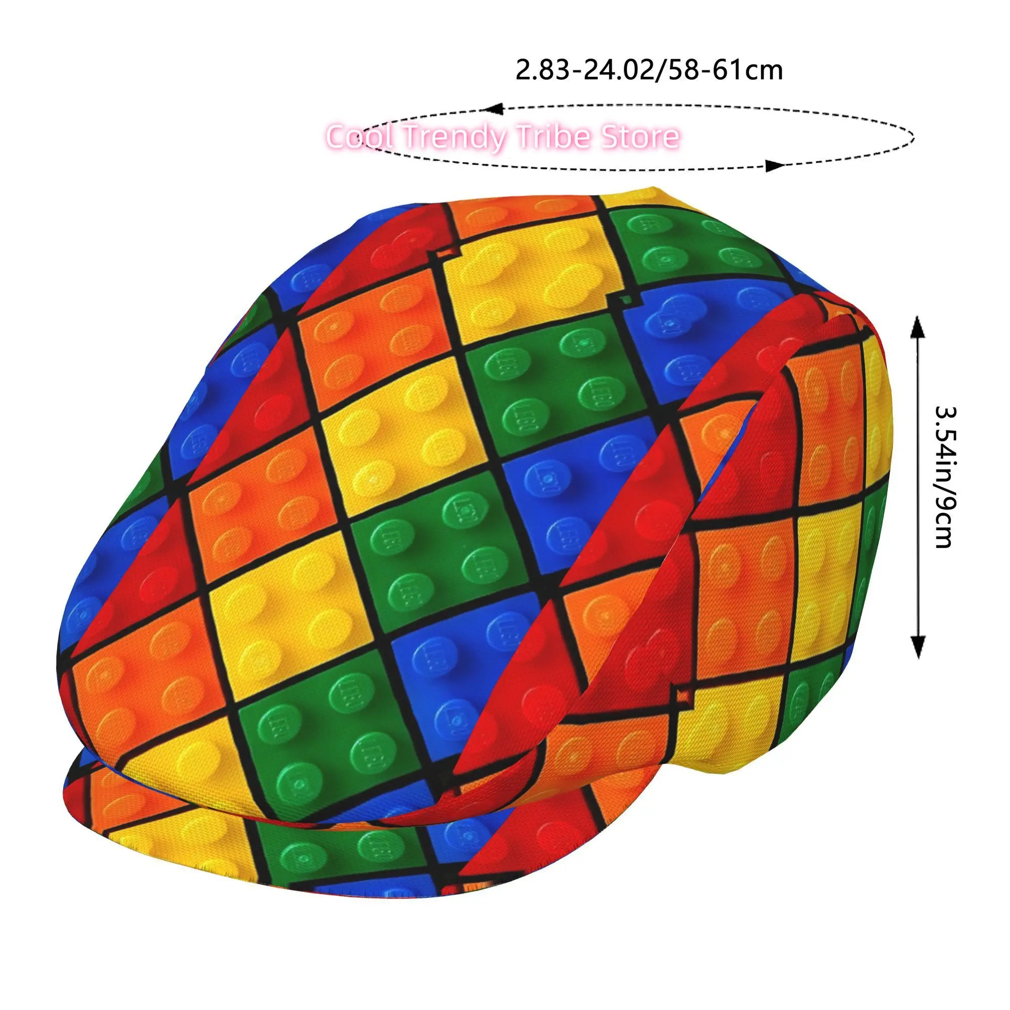 1pc of Rainbow-Patterned Building Blocks Beret, a Vintage Newsboy Hat, Suitable for Everyone, an Essential Fashion Item for Both