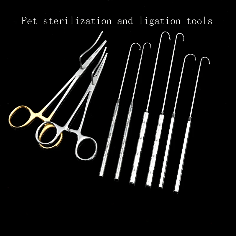 Animal and pet sterilization tools Ball head hook ligation and fixation Cross tooth forceps Uterine and ovarian instruments