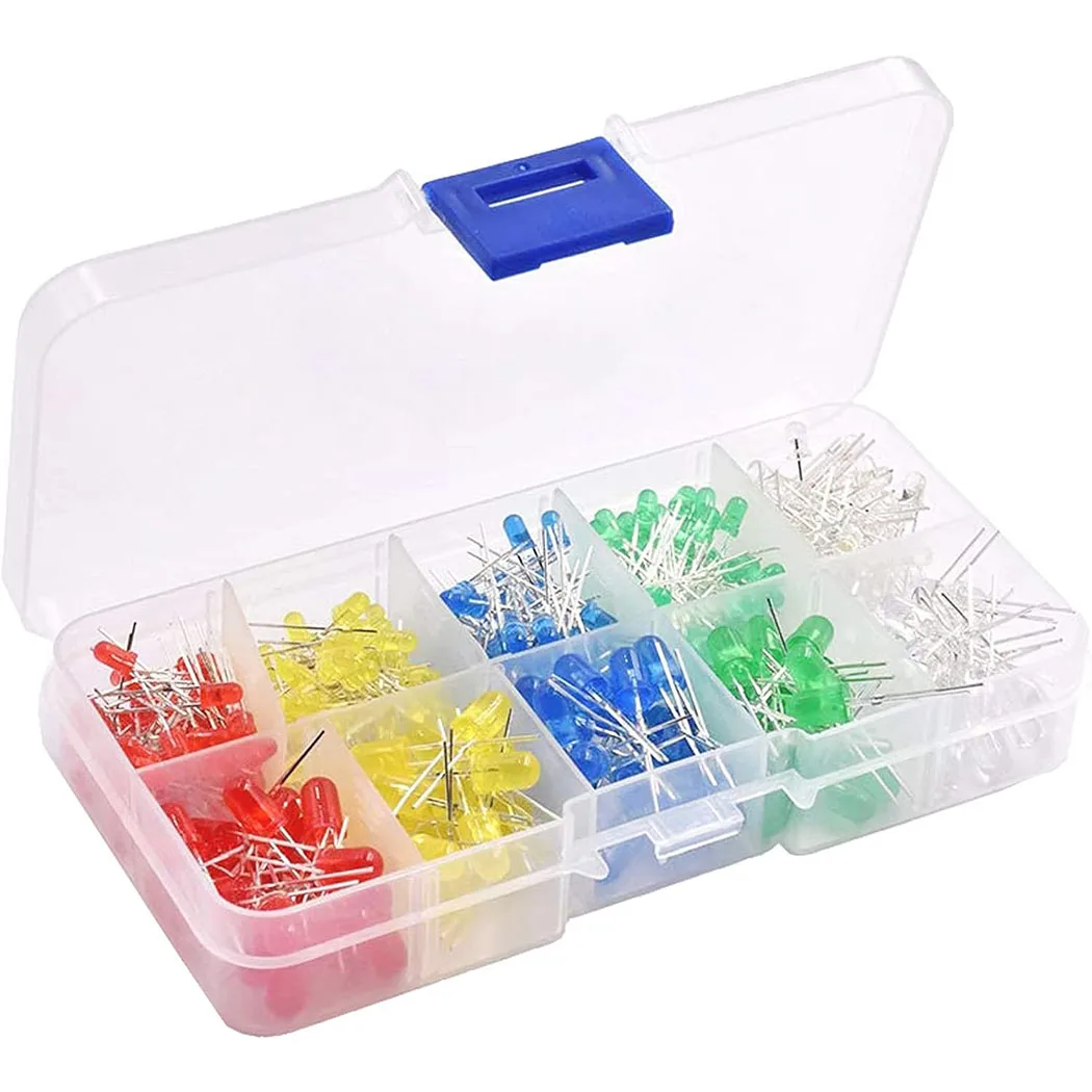 450PCS 3MM LED Diode Light Assortment 5 Color Low Voltage Circuit Emitting Diodes Bulb Lamp Set for Christmas Lights Replacement