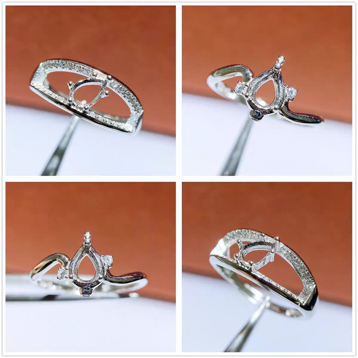 

MeiBaPJ 4 мм * 6 мм капли воды камень 925 серебро модный держатель для колец DIY пустая поддержка для женщин изысканные очаровательные ювелирные изделия