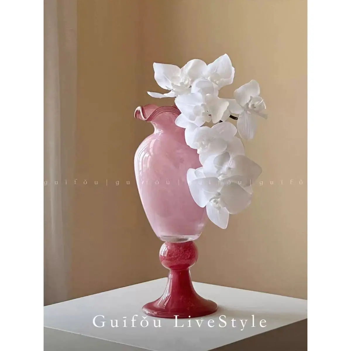 Red new year housewarming gift french retro fenton artistic floral vase