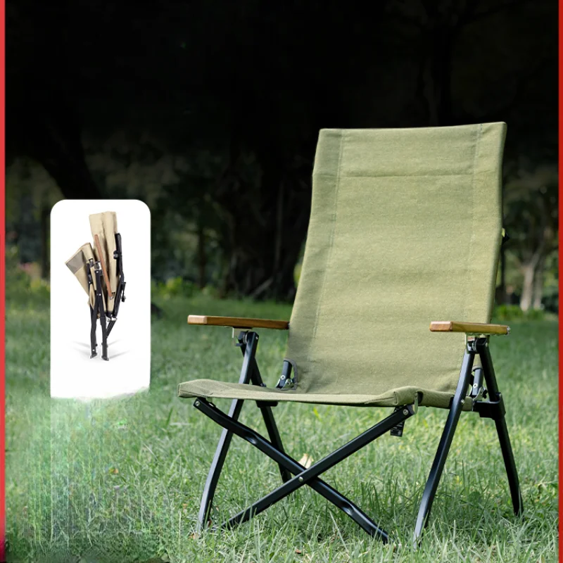 Black Star High Back Lounge Chair Outdoor Folding Stool Picnic Camping Chair