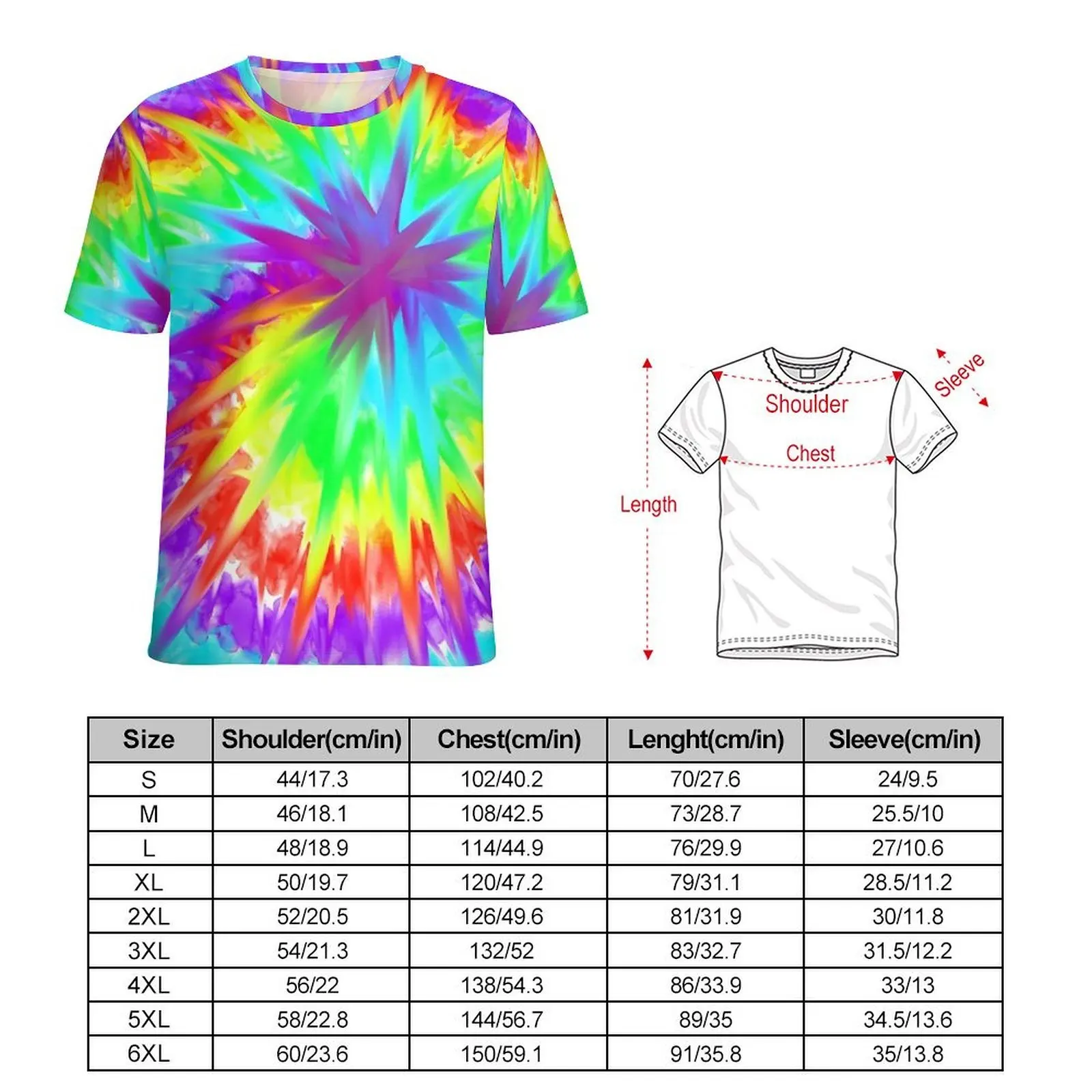 Men Bright Tie Dye T Shirt Colorful Swirl Fashion T Shirts Short-Sleeved Custom Tshirt Wholesale Summer Big Size Top Tees