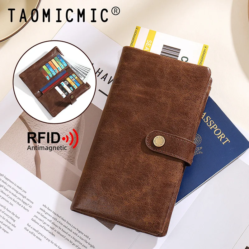 

Passport Holder Anti RFID Vintage Passport Cover Case for Women Men Card Holder Long Wallet Fashion Bags with Hasp for Travel