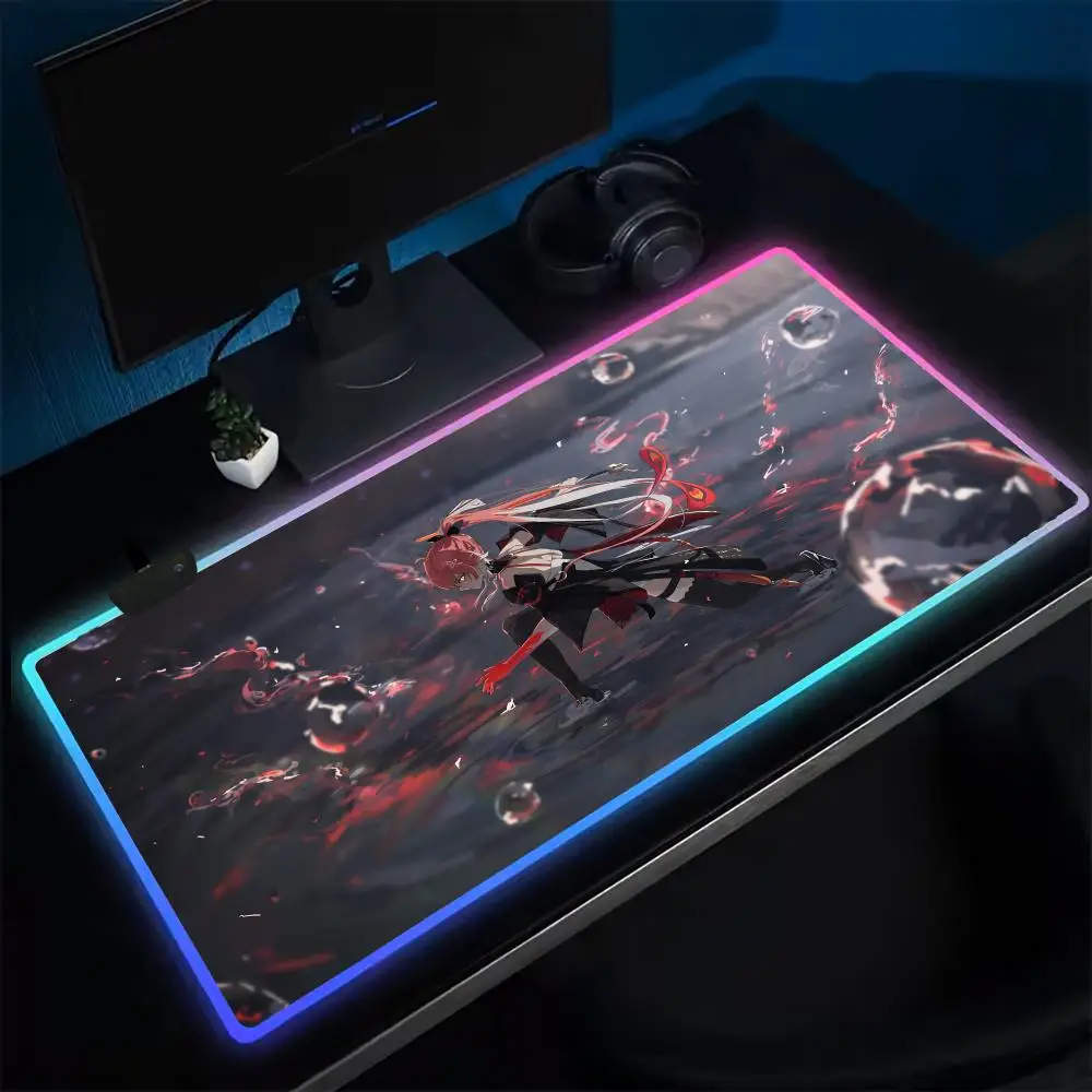 Wuthering Waves CHANGLI Mouse Pad Anime Gaming Mouse Pad LED Table Pads Backlit Karet Desktop XXL RGB Meja Tikar