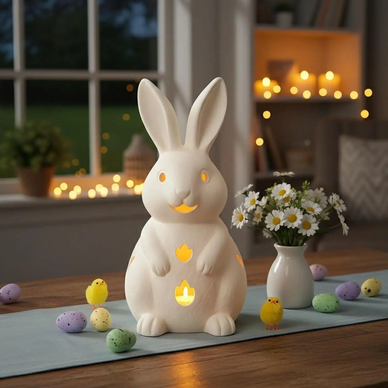 

3D-подсвечник в виде пустого кролика, пасхальный декор, подставка для свечи в виде кролика из смолы, украшение на подоконник в виде кролика