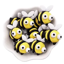 New Resin Colorful 3D Kawaii Bee Flatback Figurine Cabochon Scrapbook DIY Hair Bow Hairpin Craft Home Decor Accessories OH712
