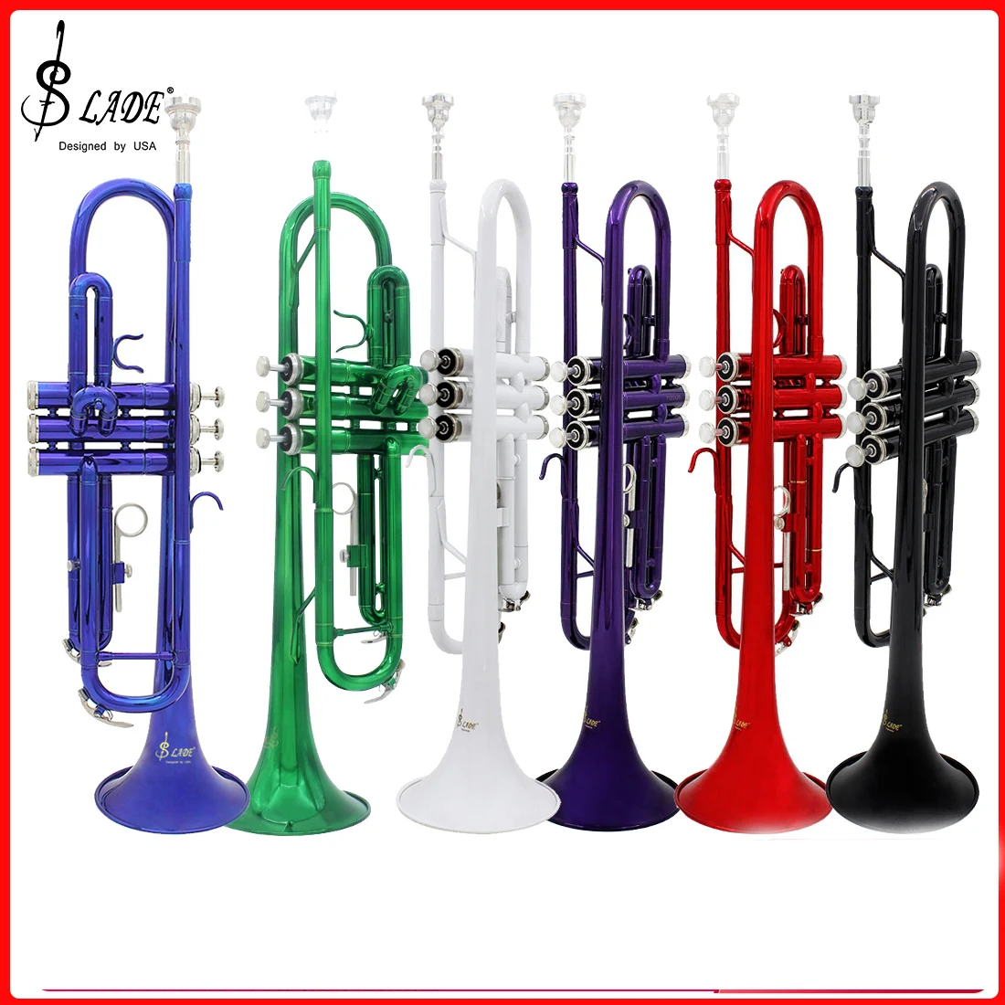 

SLADE Color Trumpet Bb B Flat High Quality Brass Instrument Trompete with Case Strap Mouthpiece Musical Instrument Accessories