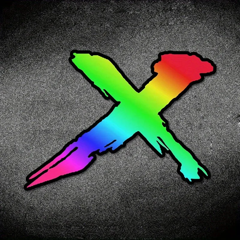 2PC Vibrant X-Shaped Waterproof Vinyl Helmet Sticker Multipurpose Decal For Helmets Laptops Phone Cases Water Bottles Decor